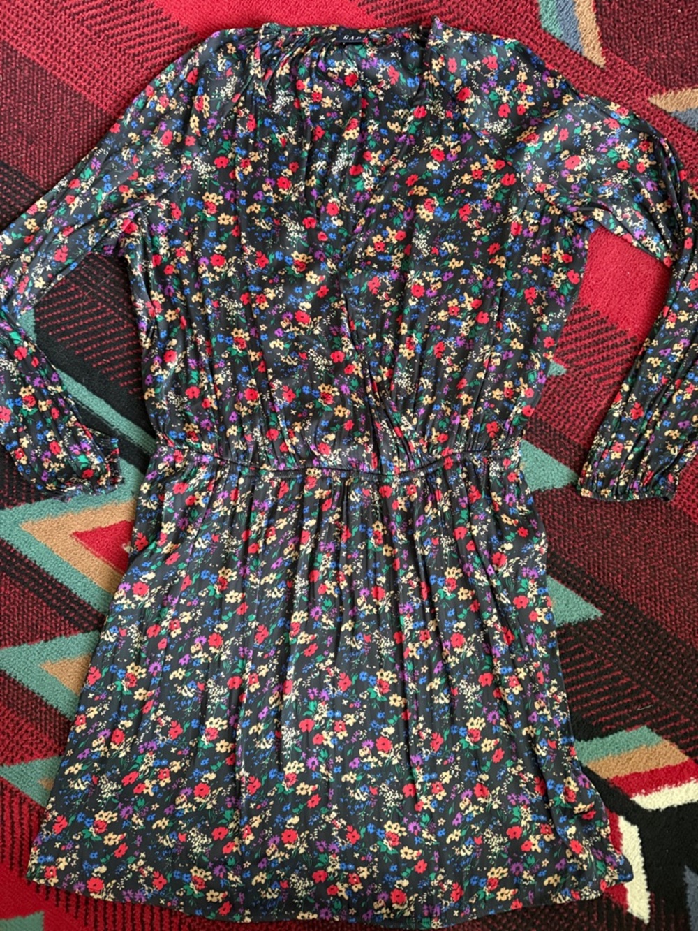 GAP Navy Floral Long Sleeve Dress
